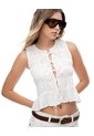 Blusa Manga Sisa Recogidos Blanca Mujer Blanco de Gef
