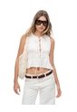 Blusa Manga Sisa Recogidos Blanca Mujer Blanco de Gef