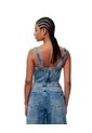 Crop Top Denim índigo Medio Mujer Azul Oscuro de Gef