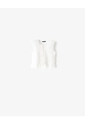 Blusa Manga Sisa Recogidos Blanca Mujer Blanco