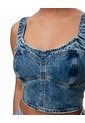 Crop Top Denim índigo Medio Mujer Azul Oscuro de Gef