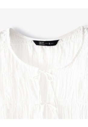 Blusa Manga Sisa Recogidos Blanca Mujer Blanco