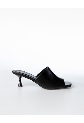 Sandalias Mule De Tacón Bajo Negras Mujer Negro