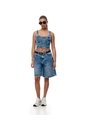 Crop Top Denim índigo Medio Mujer Azul Oscuro de Gef