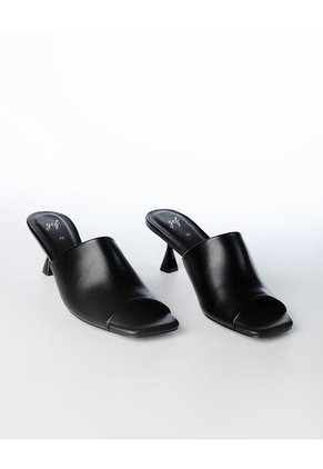 Sandalias Mule De Tacón Bajo Negras Mujer Negro