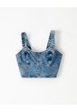 Crop Top Denim índigo Medio Mujer Azul Oscuro de Gef