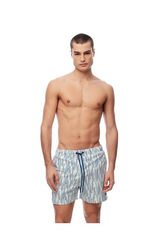 Pantaloneta De Baño Estampada Hombre Blanco Gef