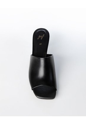 Sandalias Mule De Tacón Bajo Negras Mujer Negro