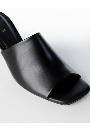 Sandalias Mule De Tacón Bajo Negras Mujer Negro