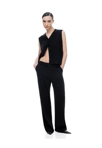 Pantalón Regular Tiro Medio Negro Mujer Negro Gef