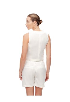 Chaleco Tipo Sastre Cruzado Blanco Mujer Blanco
