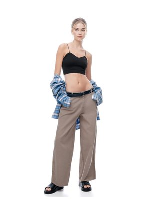 Crop Top Seamless Negra Mujer Negro