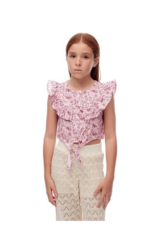 Blusa Regular Boleros Rosada Estampada Niña Rosa Gef
