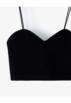 Crop Top Seamless Negra Mujer Negro