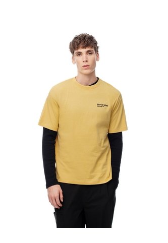 Camiseta Regular Algodón Estampada Hombre Amarillo Gef