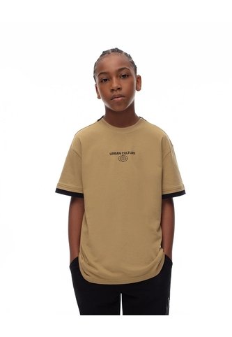 Camiseta Oversize Algodón Habana Estampada Niño Marron Gef