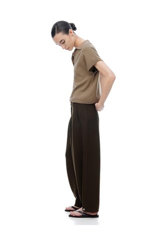 Pantalón Loose Tiro Medio Chocolate Mujer Chocolate Gef