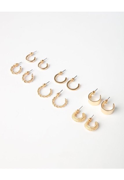 Aretes Pack X6 Doradas Mujer