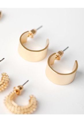Aretes Pack X6 Doradas Mujer