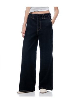 Jean Wide Leg Tiro Medio índigo Osc Mujer Azul Oscuro