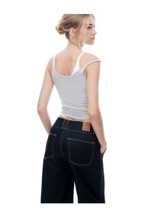Jean Wide Leg Tiro Medio índigo Osc Mujer Azul Oscuro