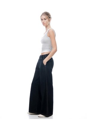 Jean Wide Leg Tiro Medio índigo Osc Mujer Azul Oscuro