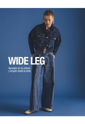 Jean Wide Leg Tiro Medio Denim índigo Mujer Azul Oscuro