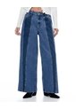 Jean Wide Leg Tiro Medio Denim índigo Mujer Azul Oscuro de Gef