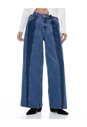 Jean Wide Leg Tiro Medio Denim índigo Mujer Azul Oscuro