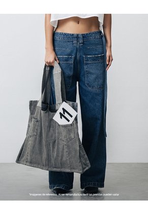 Tote Bag Denim Maxi Remanufacturado Gef X Alejandro Crocker Mujer