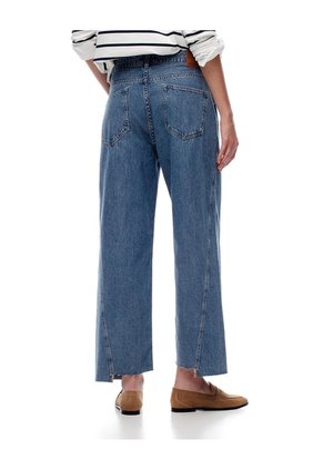 Jean Wide Leg Tiro Medio índigo Medio Mujer Azul