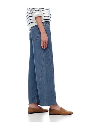 Jean Wide Leg Tiro Medio índigo Medio Mujer Azul