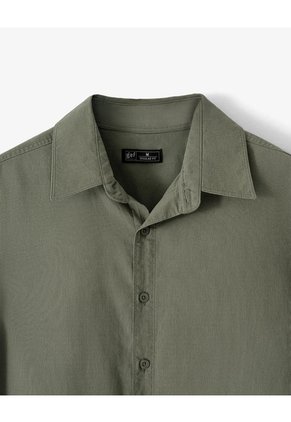 Camisa Regular Manga Larga Verde Oliva Hombre Verde