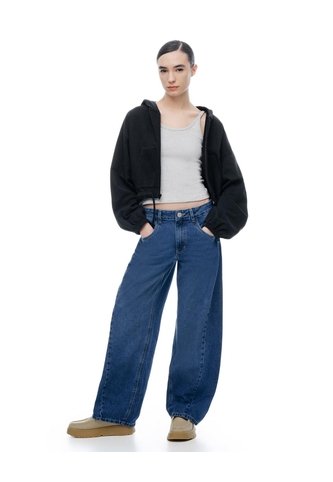 Jean Barrel Tiro Medio índigo Oscuro Mujer Azul Gef