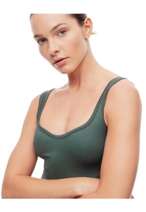 Camiseta Manga Sisa Slim Seamless Verde Mujer Verde
