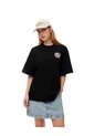 Camiseta Oversize Algodón Negra Estampada Mujer Negro de Gef