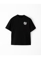 Camiseta Oversize Algodón Negra Estampada Mujer Negro de Gef