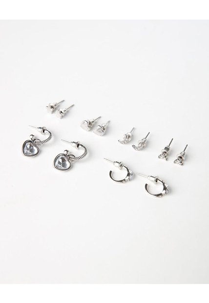 Aretes Pack X6 Plateadas Niña