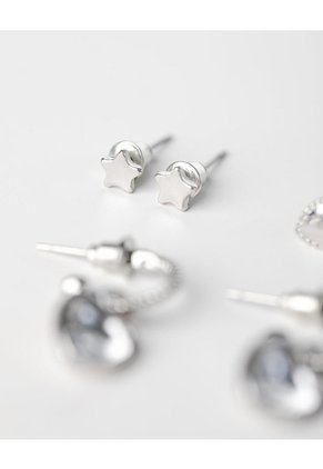 Aretes Pack X6 Plateadas Niña
