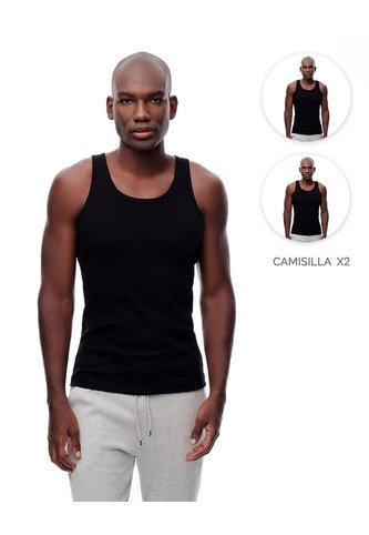 Camisilla Slim Algodón X2unds Negra Hombre Negro Gef