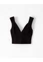 Crop Top Slim Algodón Negra Mujer Negro de Gef