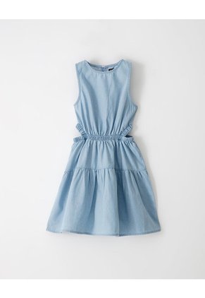 Vestido Corto Denim índigo Claro Niña Azul
