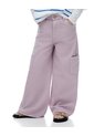 Jean Loose Tiro Medio Drill Rosado Niña Rosa de Gef