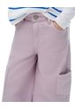 Jean Loose Tiro Medio Drill Rosado Niña Rosa de Gef