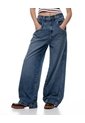 Jean Loose Tiro Medio índigo Medio Mujer Azul Oscuro de Gef