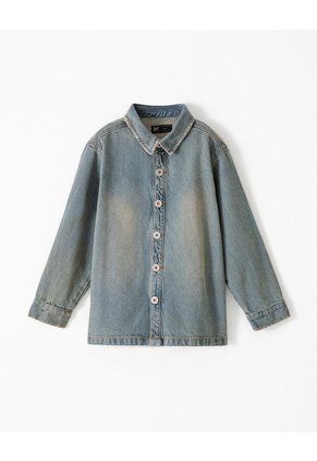 Chaqueta Denim Estampada índigo Medio Niño Azul