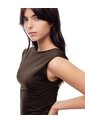 Camiseta Crop Slim Doble Tela Chocolate Mujer Chocolate de Gef