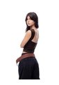 Camiseta Crop Slim Doble Tela Chocolate Mujer Chocolate de Gef