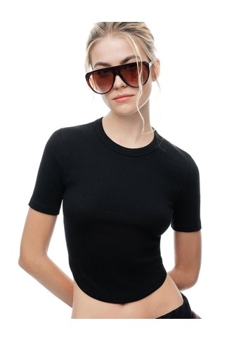 Camiseta Relax Algodón Negra Mujer Negro Gef