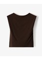 Camiseta Crop Slim Doble Tela Chocolate Mujer Chocolate de Gef